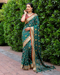 Dazzling Borders And Contrast Zari Weaving Patola Silk Sarees