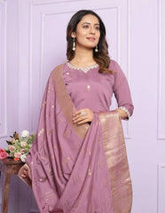 Reception Wear Dusty Pink Color Embroidery Work Salwar Suit