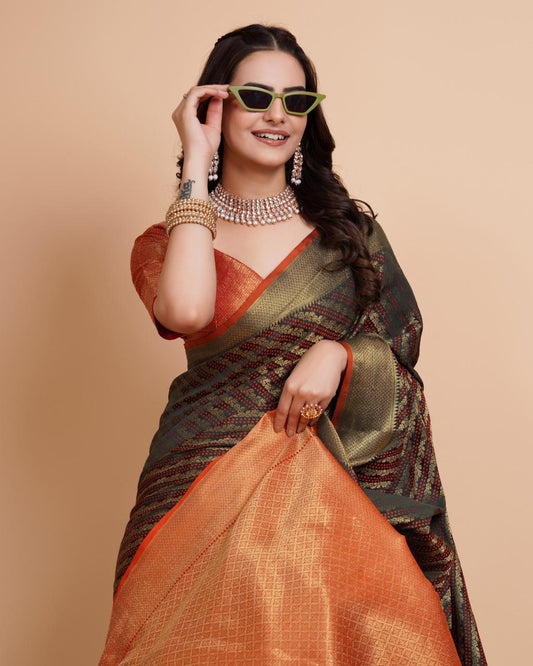 Glorious Jacquard Work Banarasi Silk Blown Color Saree