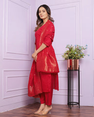 Preferable Viscose Muslin Red Color Salwar Suit