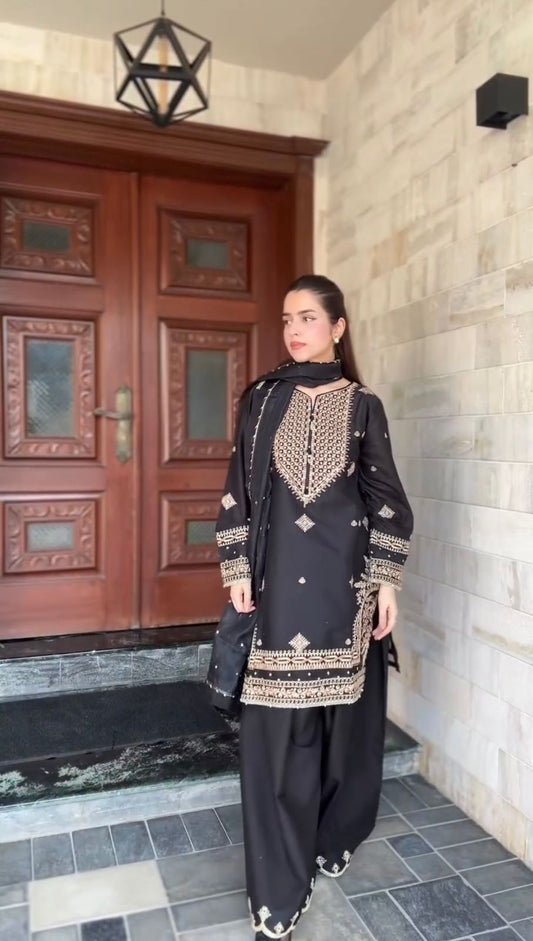 Black Color Sequence Work Good Looking Palazzo Suit