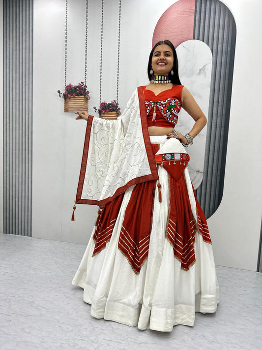 Navratri Collection Red Gamthi Work Lehenga Choli