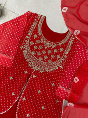 Trendy Red Georgette Printed Lehenga Choli