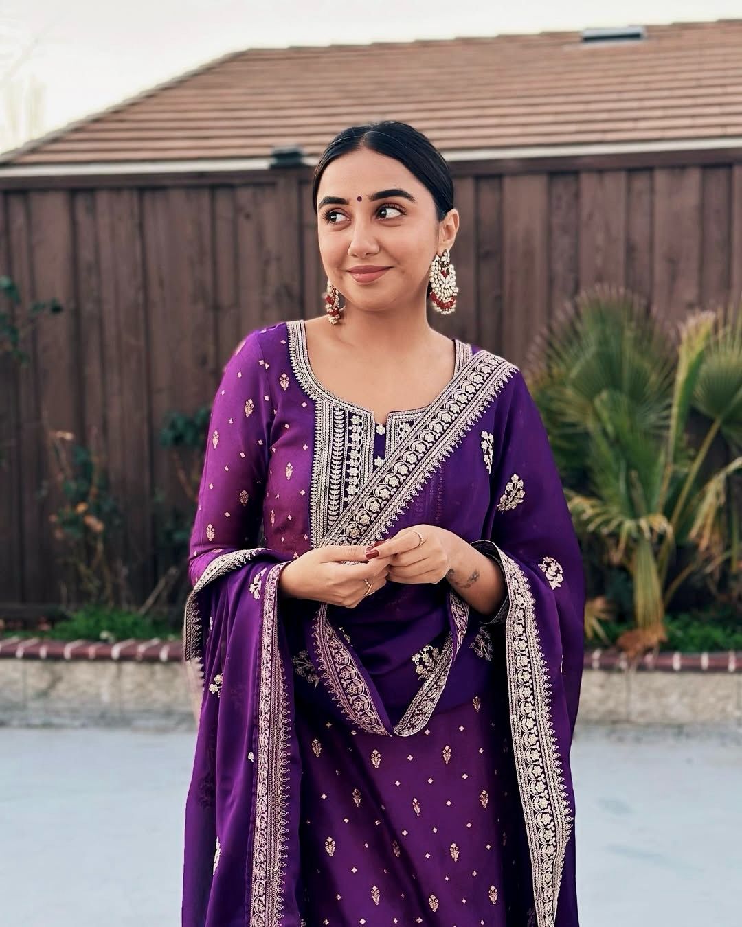 Elegant Embroidery Work Purple Color Salwar Suit
