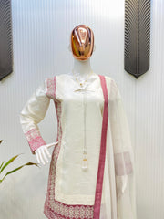 Adorable Roman Silk White Color Salwar Suit