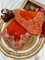 Vichitra Silk Orange Color Saree