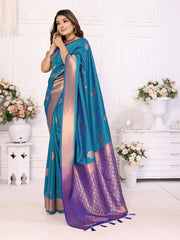 Elegant Soft Silk Blue Color Saree