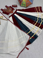 Gorgeous Multicolor Rayon Cotton Gamthi Work Lehenga Choli