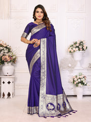 Preferable Banarasi Silk Blue Color Saree