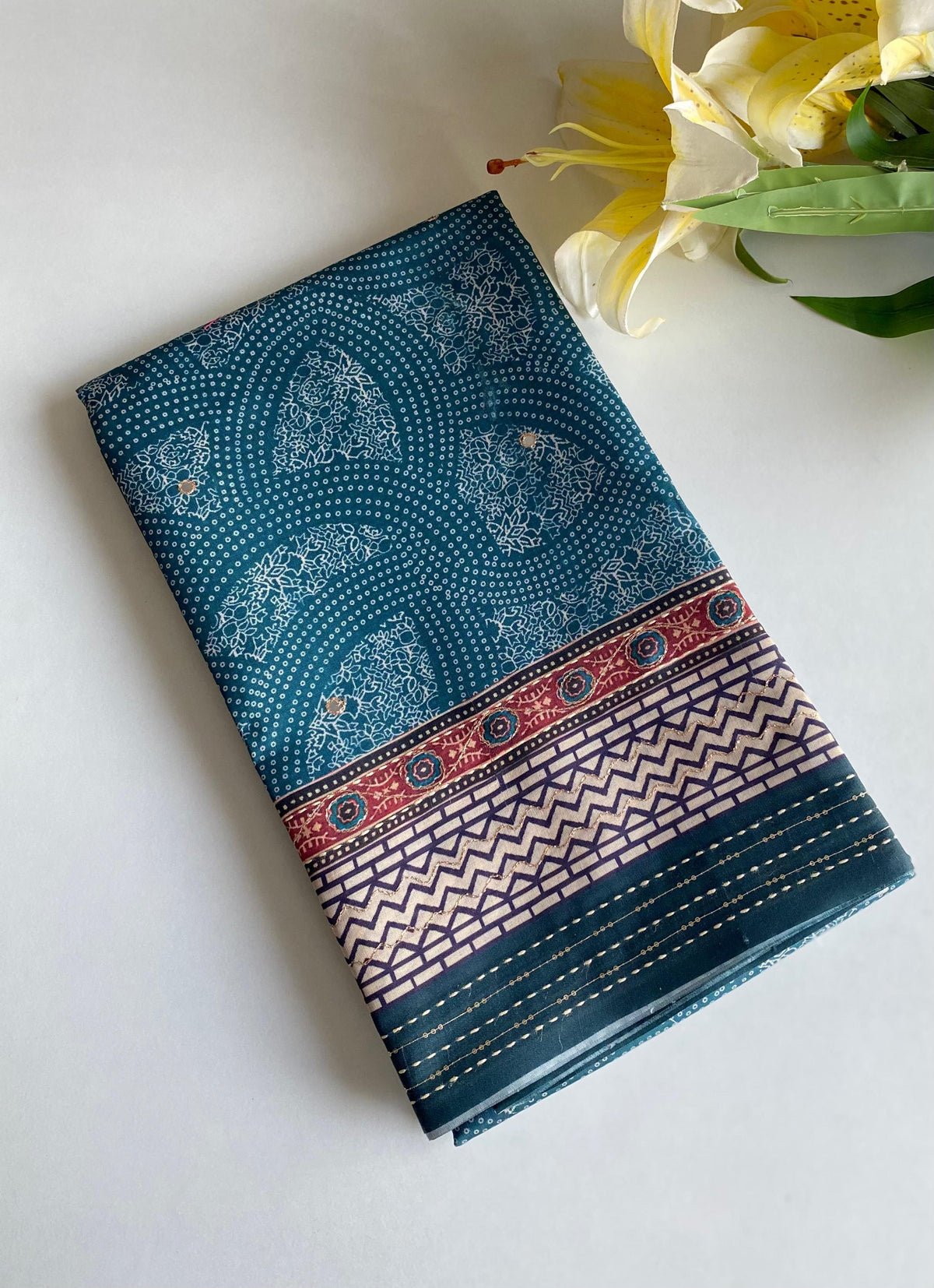 Classic Bandhani Prints Blue Color Saree