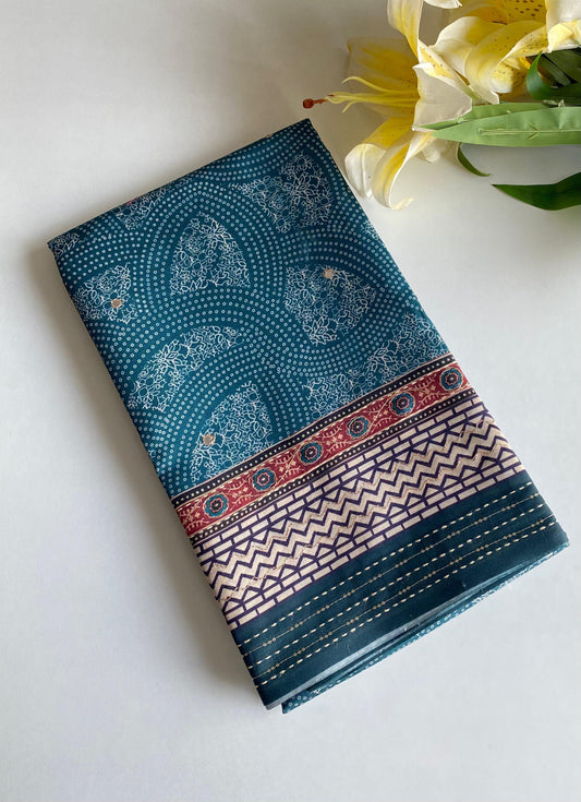 Classic Bandhani Prints Blue Color Saree