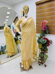 Exclusive Goldy Crazy Cream Color Saree