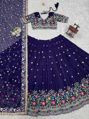 Sequence Navy Blue Color Lehenga Choli Set with Dupatta