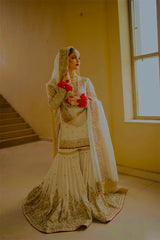 Fantastic Sequins Work White Color Top Sharara With Dupatta