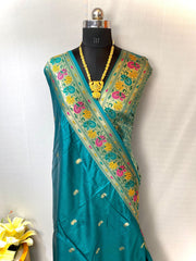 Gorgeous Paithani Silk Teal Blue Color Saree