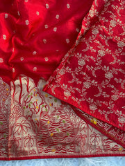 Designer Dola Silk Red Color Saree