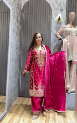Awesome Pink Color Embroidery Work Salwar Suit