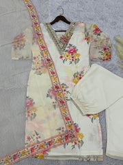 Pretty Digital Print White Color Salwar Suit