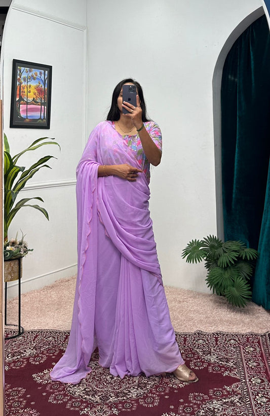 Flattering Georgette Lavender Color Gown