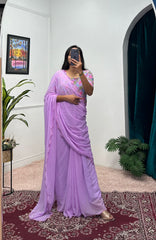 Flattering Georgette Lavender Color Gown