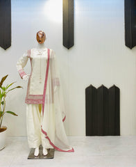 Adorable Roman Silk White Color Salwar Suit