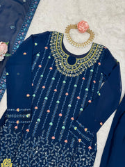 Precious Heavy Work Navy Blue Color Salwar Suit