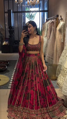 Marriage Special Flower Print Red Color Lehenga Choli