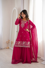 Captivating Sequence Work Pink Sharara Suit