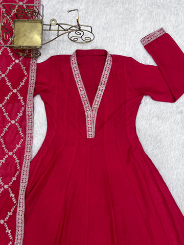 Gorgeous Heavy Work Vichitra Silk Anarkali Gown
