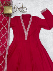 Gorgeous Heavy Work Vichitra Silk Anarkali Gown