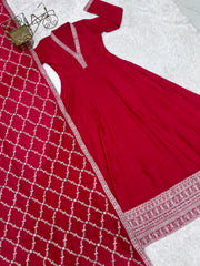 Gorgeous Heavy Work Vichitra Silk Anarkali Gown