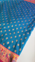 Festive Wear Meenakari Butti Rama Color Paithani silk Saree