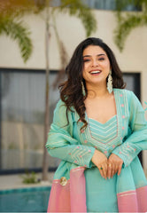 Exclusive Sky Blue Silk Gota Patti Work Sharara Suit