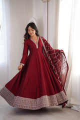 Gorgeous Heavy Work Vichitra Silk Anarkali Gown