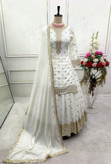 Marriage Special Sequence Work White Color Top With Lehenga