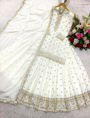 Marriage Special Sequence Work White Color Top With Lehenga