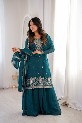 Captivating Sequence Work Pink Sharara Suit