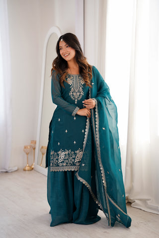 Captivating Sequence Work Pink Sharara Suit