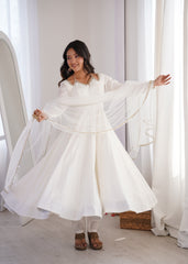 Attractive Roman silk with Lace Work Anarkali