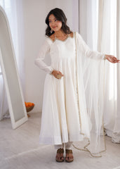 Attractive Roman silk with Lace Work Anarkali
