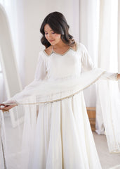 Attractive Roman silk with Lace Work Anarkali
