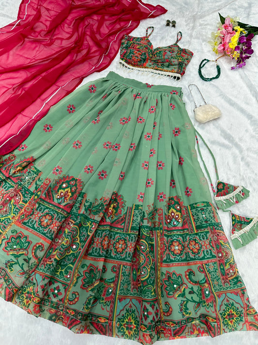 Presenting Perrot Color Digital Printed Kalamkari lehenga Choli