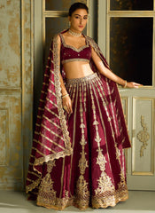 Bridal Wear Kasturi Silk Maroon Color Heavy Lehenga Choli