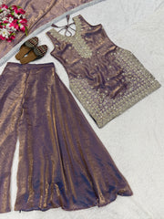 Captivating Maroon Heavy Fandy Silk with Sequence Work Sharara Suit