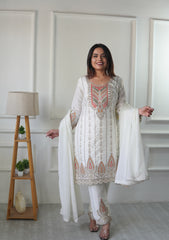 Good Looking White Color Sequence Work Salwar Suit