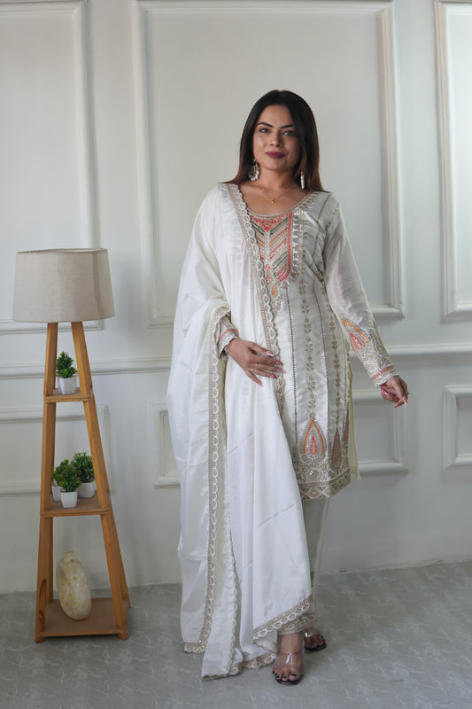 Good Looking White Color Sequence Work Salwar Suit