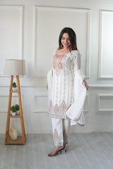 Good Looking White Color Sequence Work Salwar Suit