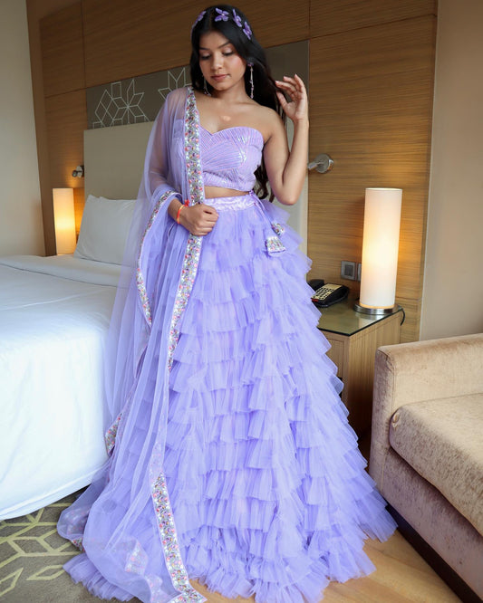 Innovative Pattern Lavender Color Lehenga Choli