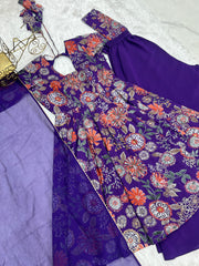 Unique Digital Print Purple Color Palazzo Suit