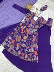 Unique Digital Print Purple Color Palazzo Suit